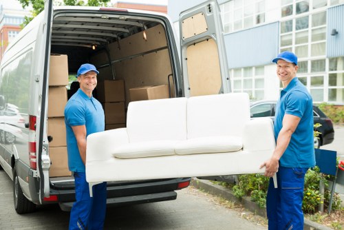 Moving team preparing items safely for a West Kensington van service