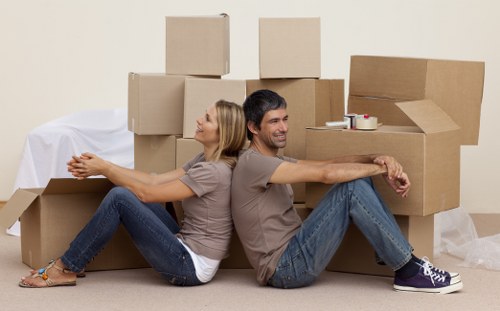 Commercial movers preparing equipment for Westkensington relocation