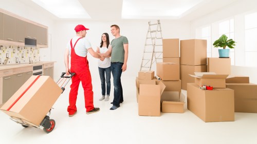 Furniture loading into a removal van near West Kensington